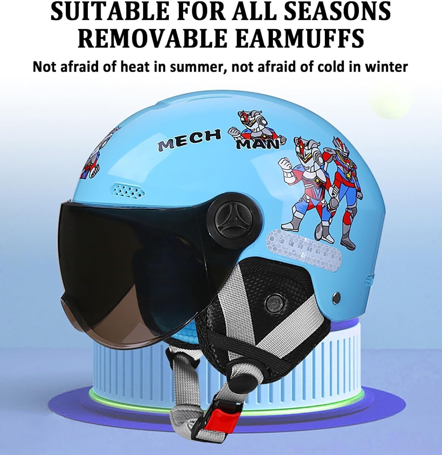 Offener Motorradhelm für Kinder | 3/4-Jethelm für Kinder | mit Sonnenblende | Rollerhelm für Kinder | ECE/DOT-geprüft | für Jungen und Mädchen von 4 bis 15 Jahren I,50-55cm