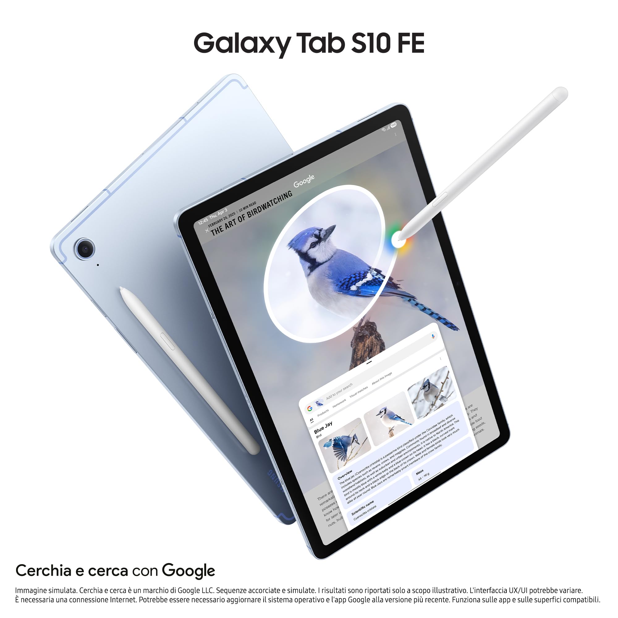 Samsung Galaxy Tab S10 FE, 3 anni di garanzia, Android Tablet, Display 10.9" LCD, Wifi, RAM 8GB, 128GB, 8.000 mAh, S Pen, Android 15, IP68, Blue [Versione italiana]
