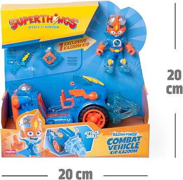 SUPERTHINGS KAZOOM POWER – Kid Kazoom Combat Vehicle. Toy From the Animated Series. Contains 1 Combat Vehicle, 1 Figure, 1 Weapon and 1 Accessory