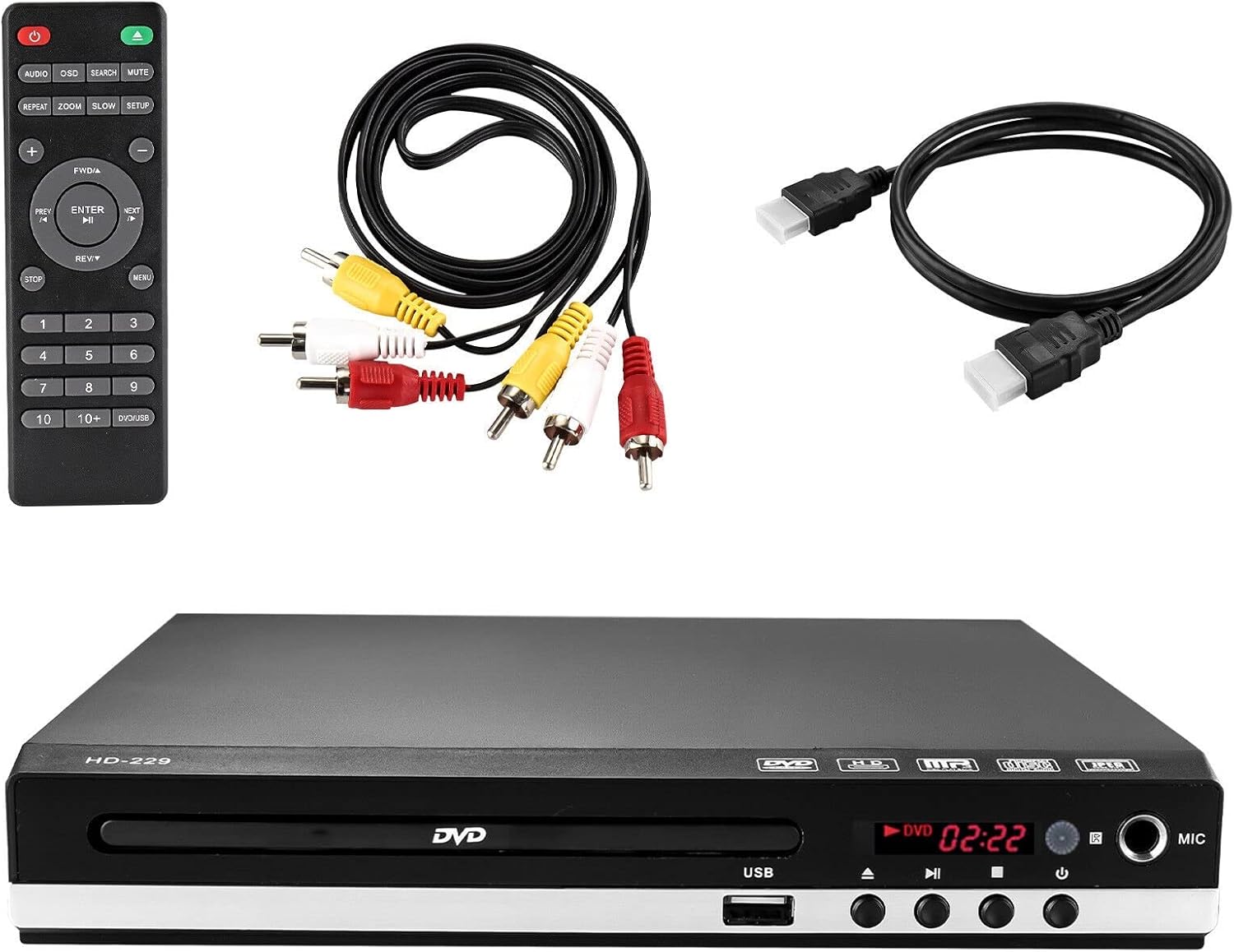 Youyijia DVDPlayer für TV mit HDMI AV Ausgang USB Eingang und