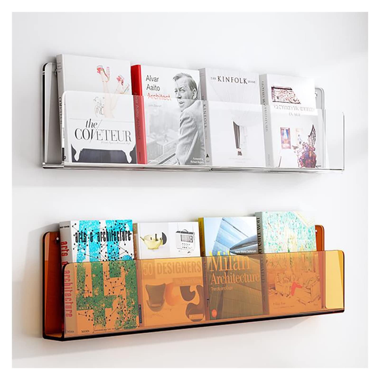 mensole da parete, Mensola da parete bagno mensole galleggianti organizer ufficio sala d'attesa esposizione casa(Clear+orange,L39xW2xH6IN)