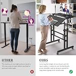 Bureau debout compact Enayplon avec roues, bureau mobile debout, table debout portable sur roues pour tapis de marche, bureau d'ordinateur roulant réglable en hauteur, table haute