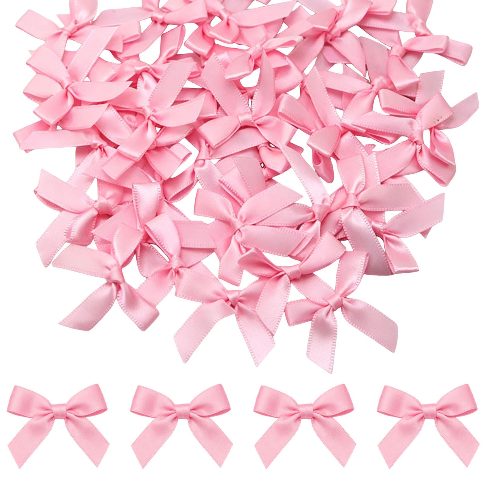 100Pcs Ribbon Bows for Decoration, Ribbons for Gift Wrapping for Party Favors and DIY Craft Projects, Satin Ribbon for Gift Wrap and Table Setting Decor(Pink(4cm*4cm)-image-15