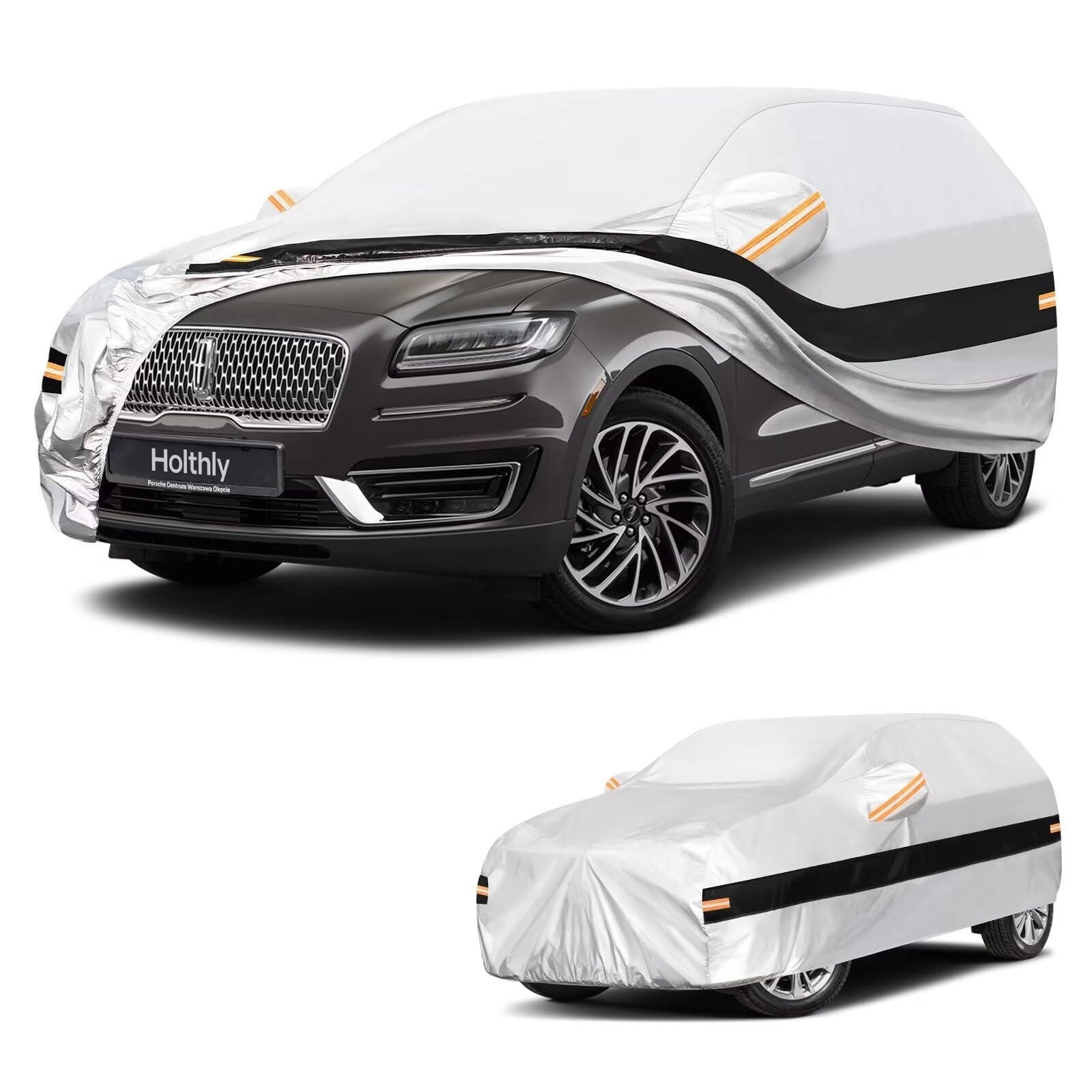 10 Layers SUV Car Cover Custom Fit for Lincoln Nautilus, MKX (2006-2026), Waterproof All Weather for Automobiles, Outdoor Full Cover Sun Dust Rain Protection with Cotton. Silver