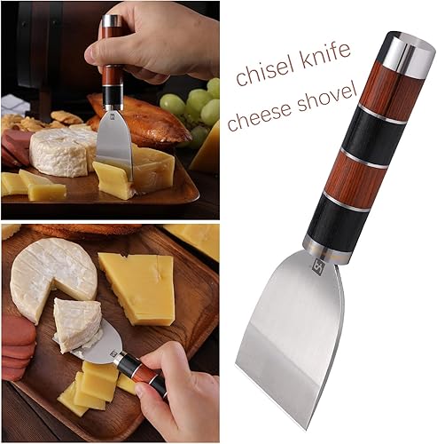 Miniatura 8 de YQ Juego de cuchillos de queso de 3 piezas para tablas de charcutería, juego de cuchillos de queso con mango de madera colorido para quesos suaves y