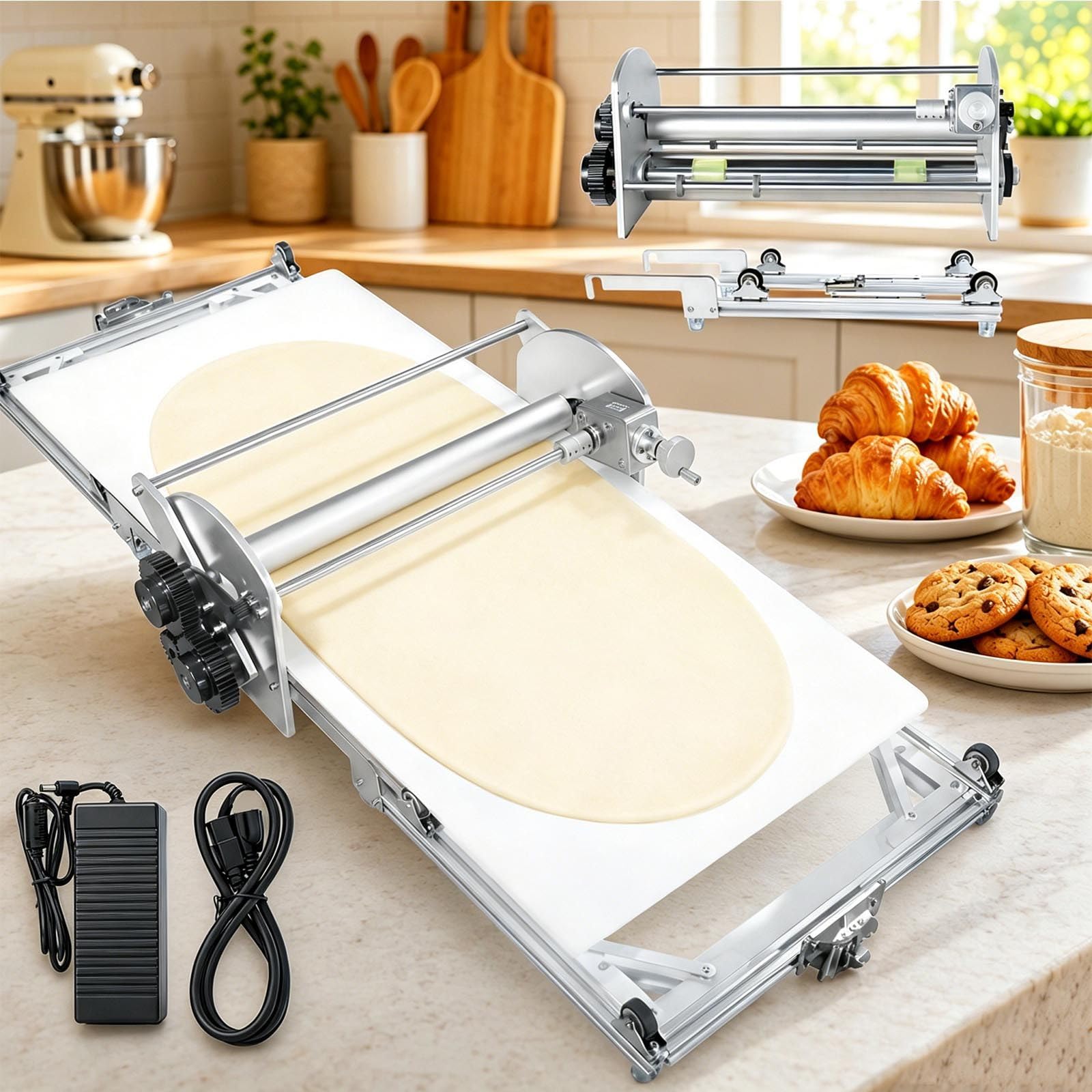 emobwdy Commercial Electric Dough Sheeter for Bakery & Home