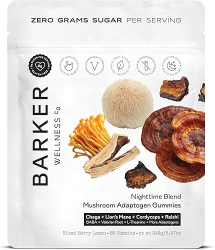 Miniatura 3 de Barker Wellness - Paquete de gomitas de hongos diurno y nocturno, sin azúcar, veganas con Reishi, melena de león, Cordyceps - Enfoque, energía,
