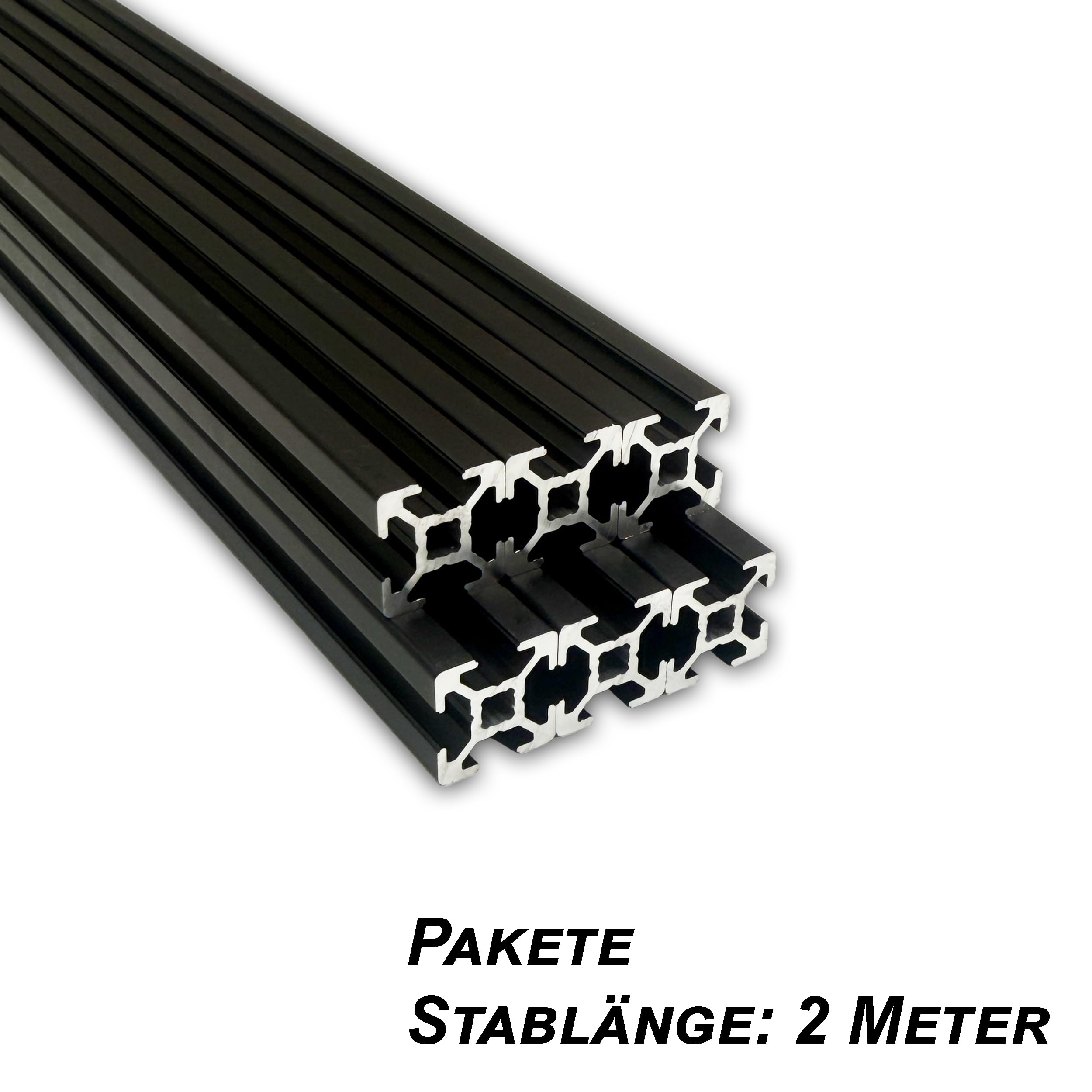 Aluprofil 20x20 mm | Nut 6 | 3 Stück mit 2 Meter = 6 Meter | schwarz eloxiert E6/C35 | Aluminium Profil | Nutenprofil | Aluprofil | Alu Profil | Leicht | B-Typ | Montagesystem