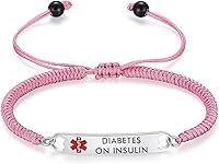 Vista 1 de mnmoom Pulseras de alerta médica para mujer, pulseras de identificación médica de corazón de acero inoxidable con grabado gratuito