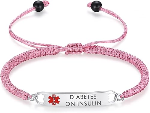 mnmoom Pulseras de alerta médica para mujer, pulseras de identificación médica de corazón de acero inoxidable con grabado gratuito