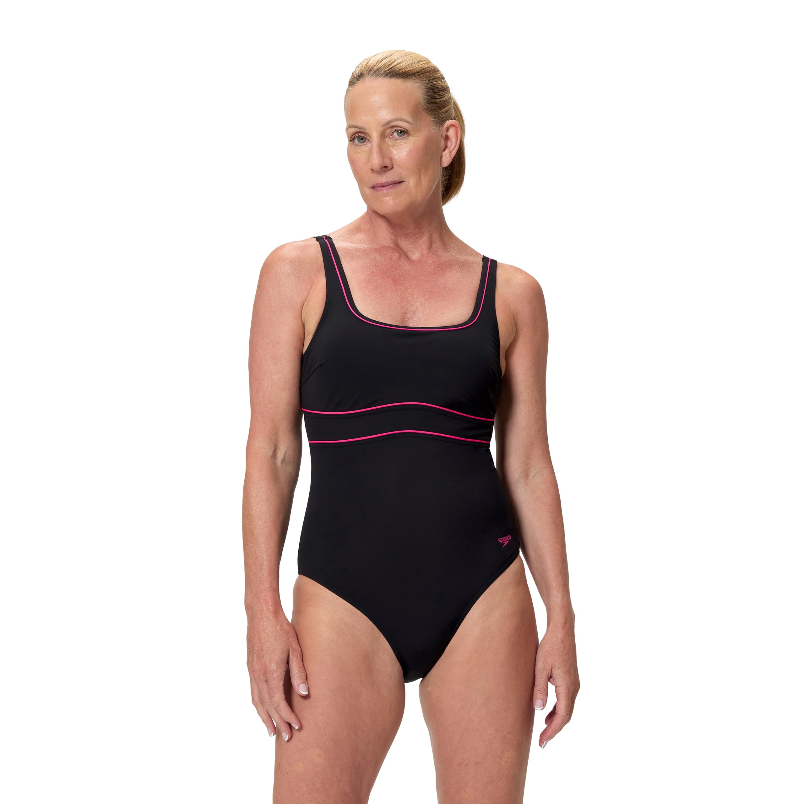 Speedo Womens Solid Contour Eclipse Swimsuit Swimming Costume Anthracite/Ruby Size Size 42" Approx UK 18
