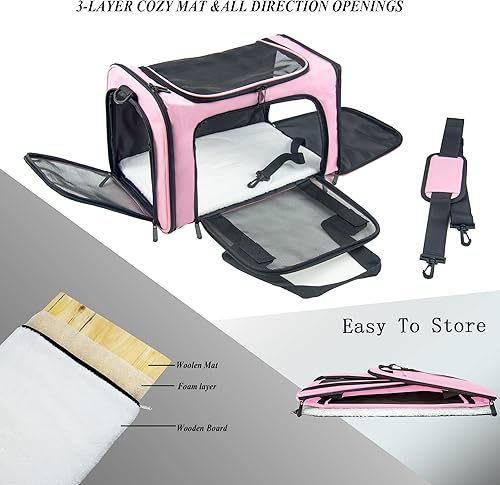 Soft Sided Carrier for Small Medium Cats Dogs,TSA — detail view