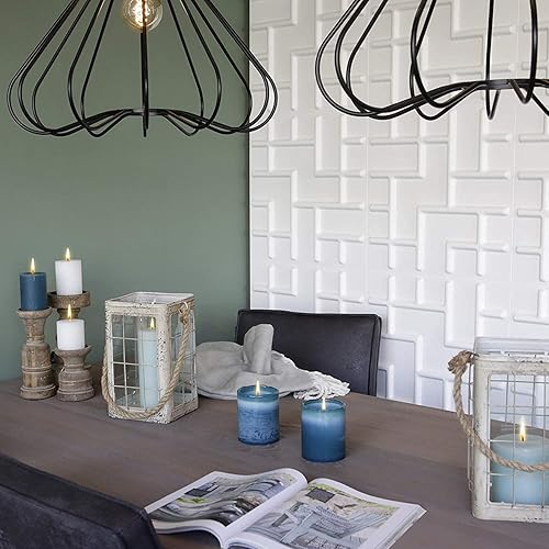 Miniatura 6 de Arrowzoom 48 piezas de color blanco 19.7 in x 19.7 in hebilla diseño 3D paneles de pared PVC estudio oficina hogar pared como alternativa decoración