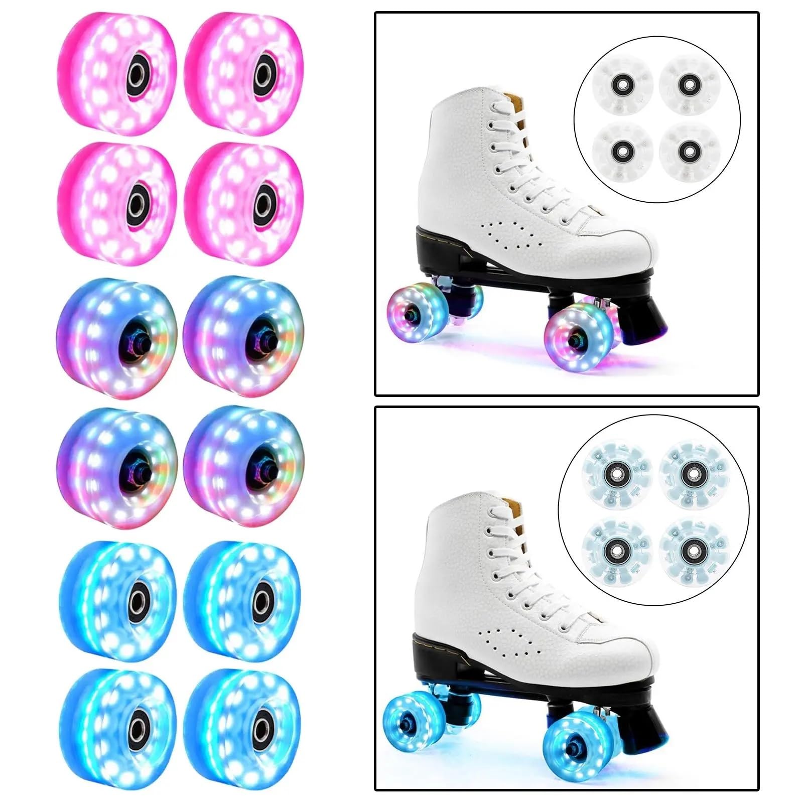 luminación Ruedas De Patines Ruedas Luminosas for Patines, rodamientos de Ruedas instalados for Exteriores Luminoso Ligeras con Skate(Blue)