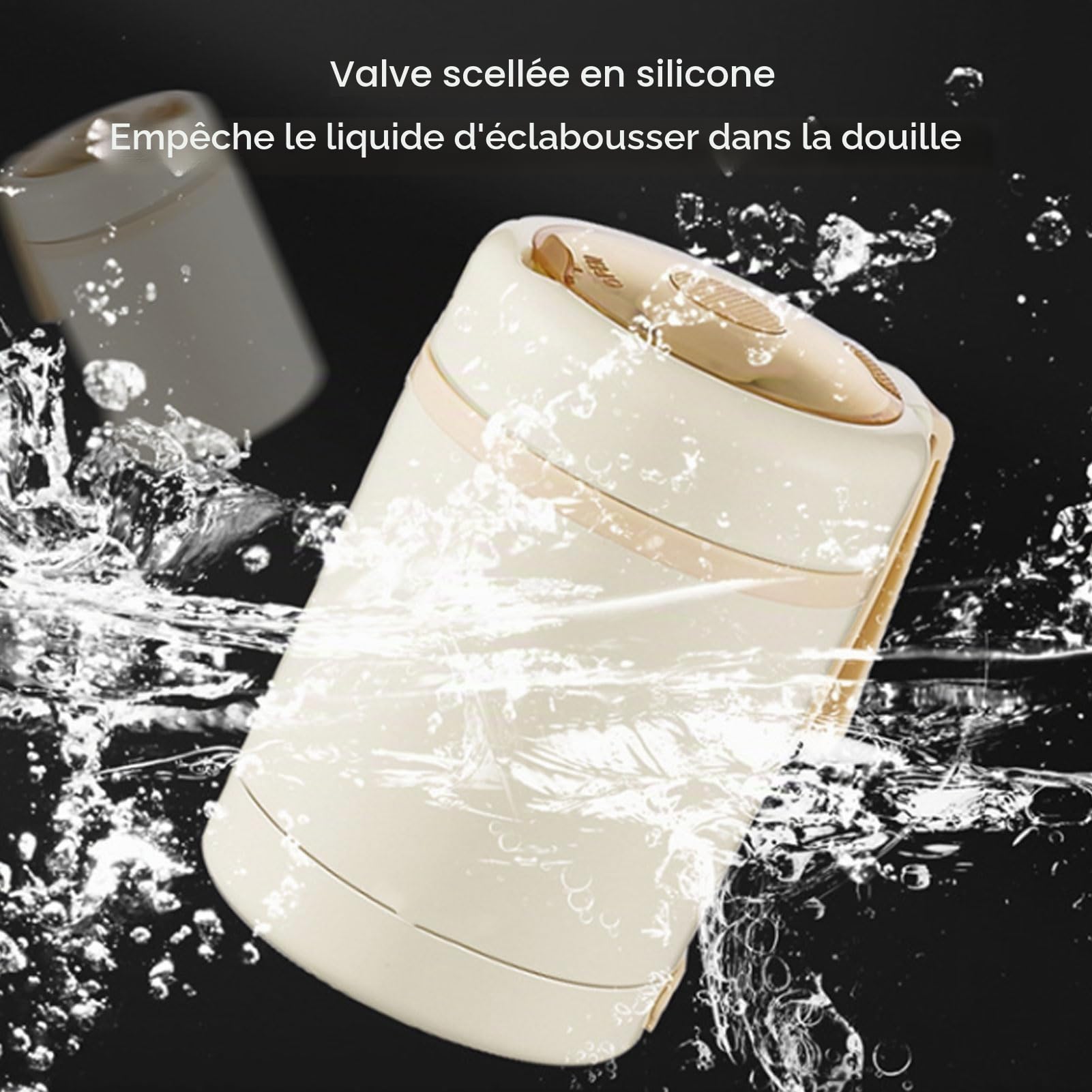 Réchauffeur de Nourriture électrique de Boîte à Déjeuner D'usb, Pot de Nourriture isolé de 600 Ml étanche de L'acier Inoxydable 304 60 ℃ à Température Constante avec la Cuillère (Beige)
