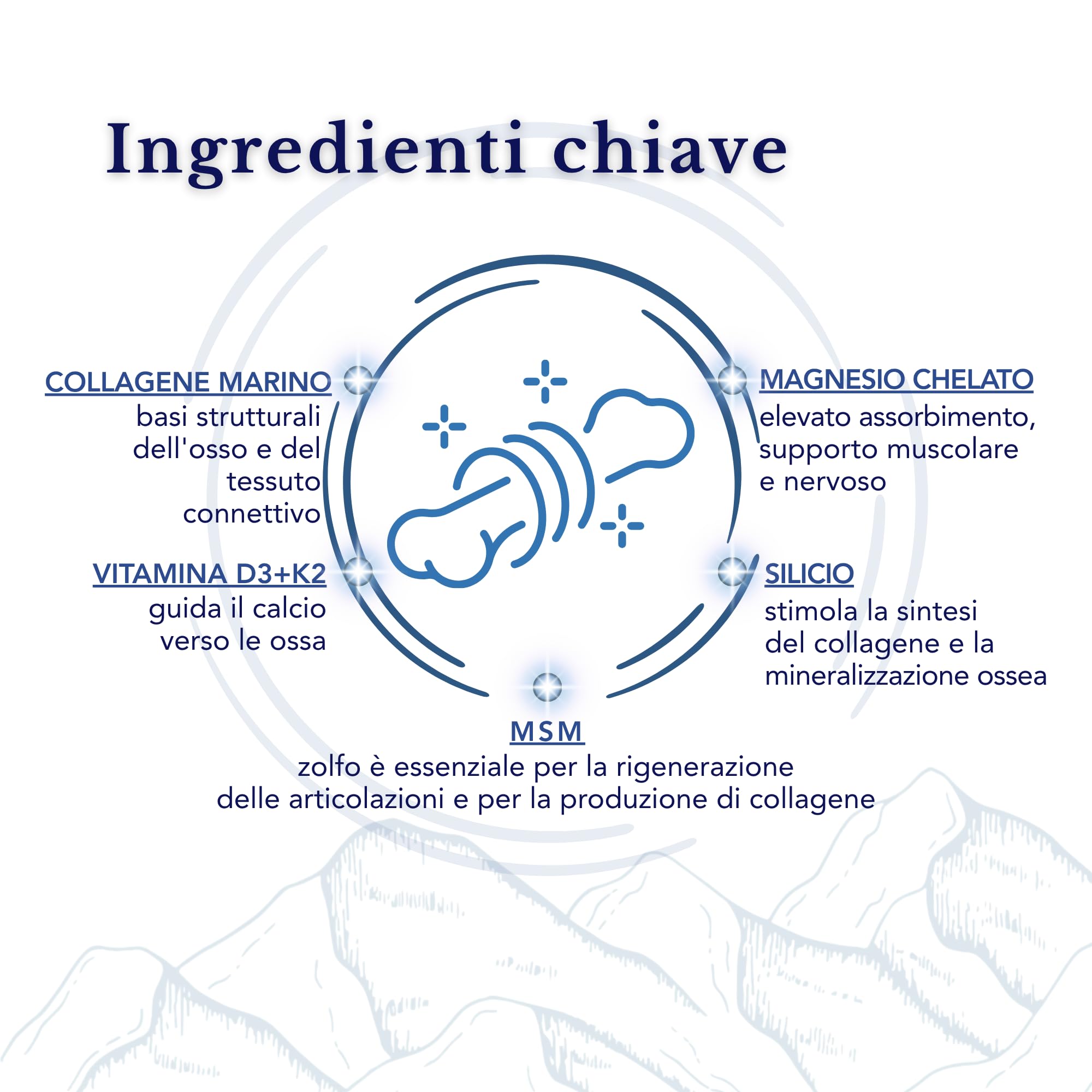 Collagene Marino con Acido Ialuronico, Magnesio Chelato, MSM, Silicio, Vitamina D3 e K2 - SmartAbsorb™ | per pelle, ossa e articolazioni | 28 bustine giornaliere