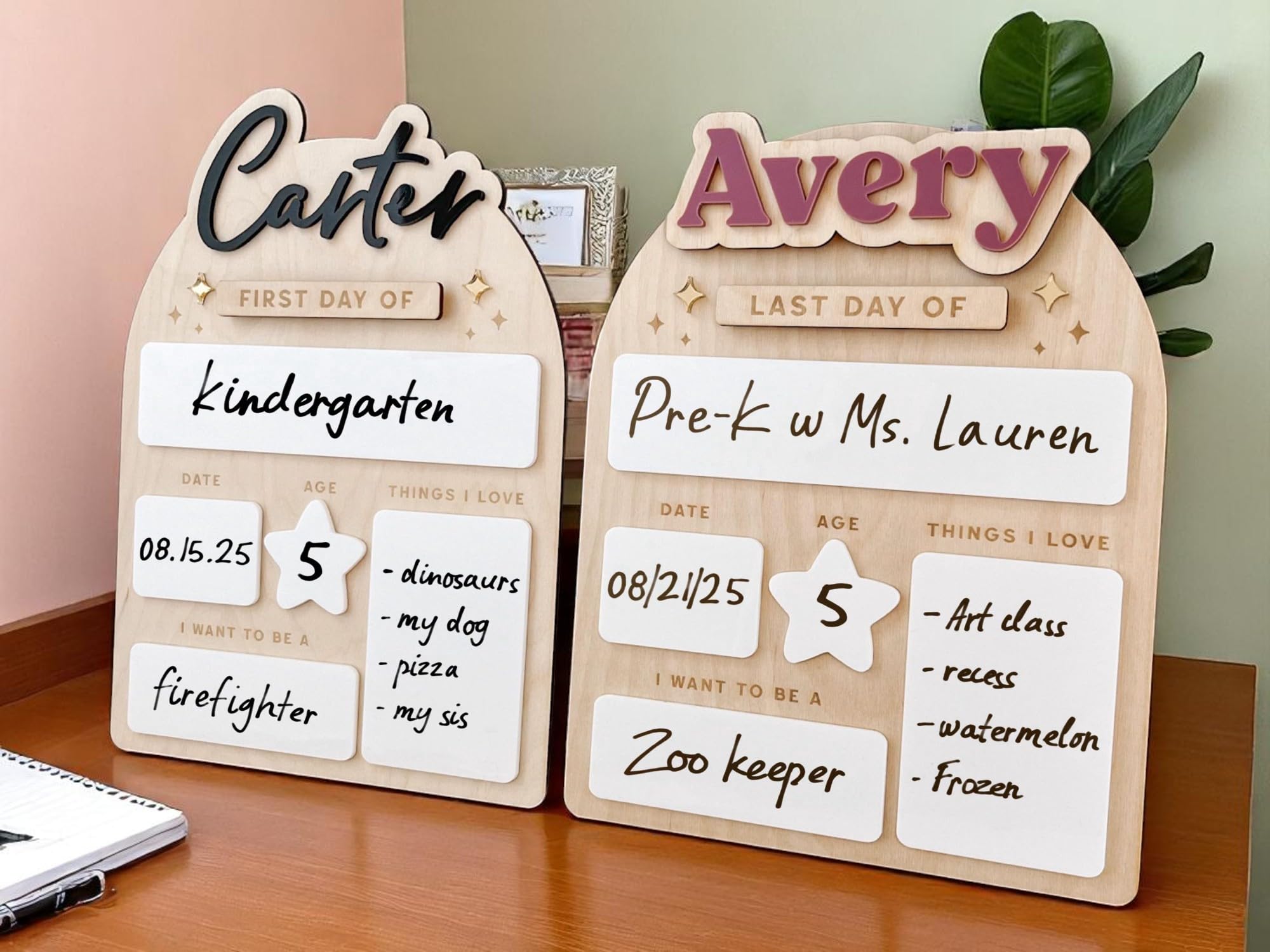 Personalized First Day of School Sign – Reusable Preschool or Pre-K Back to School Board – Custom Dry Erase Photo Prop