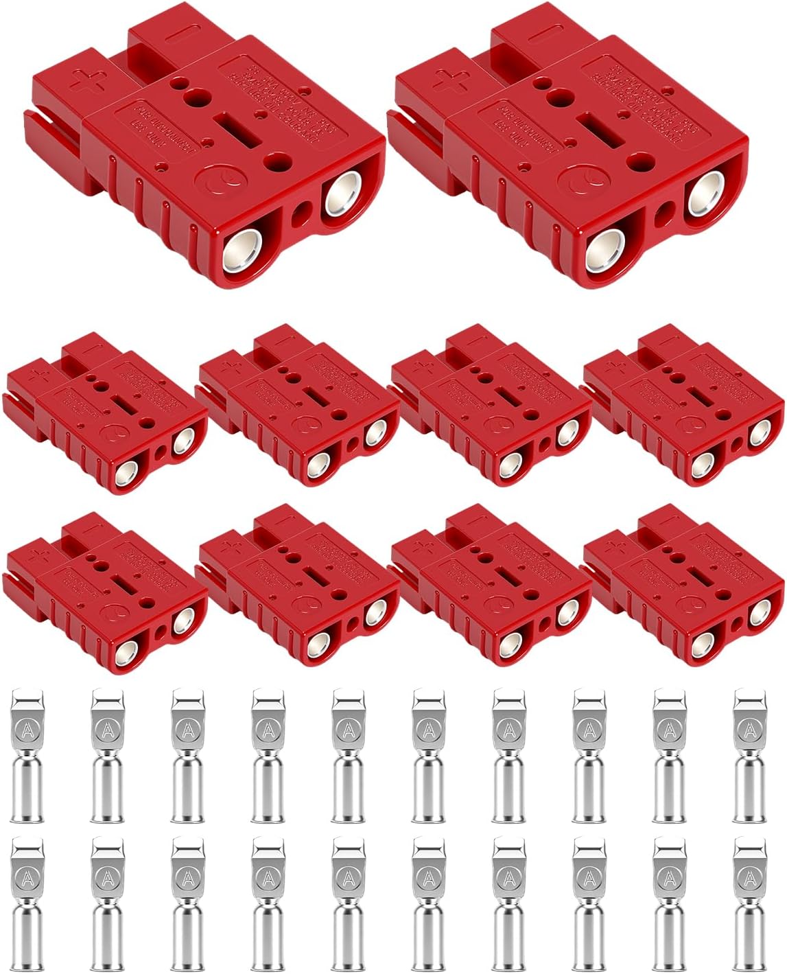 10 Pcs Battery Quick Connect/Disconnect, 50A-600V 6/8 AWG Jumper Cable Plug Connector kit, Compatible with Anderson Connector for Car Winch Motor Recovery