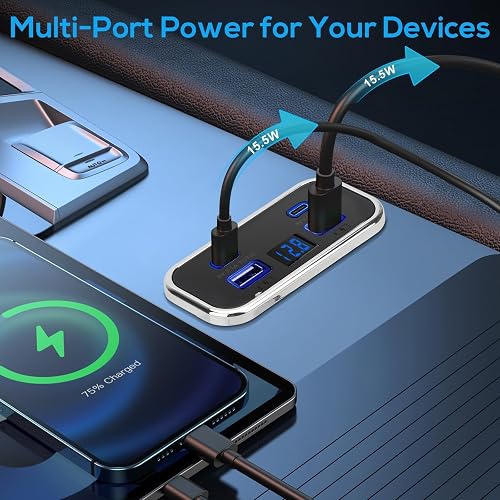 Linkstyle Prise USB RV 62W, Double Ports USB-A et Double Ports Type-C, Panneau de Prise avec Voltmètre pour Voiture, Camion, Bateau 12V/24V - 2
