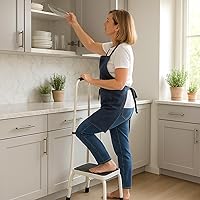 Vista 3 de Sattiyrch Taburete escalonado con asa para mayor edad, taburete resistente y ligero con plataforma antideslizante, fácil de montar, soporta