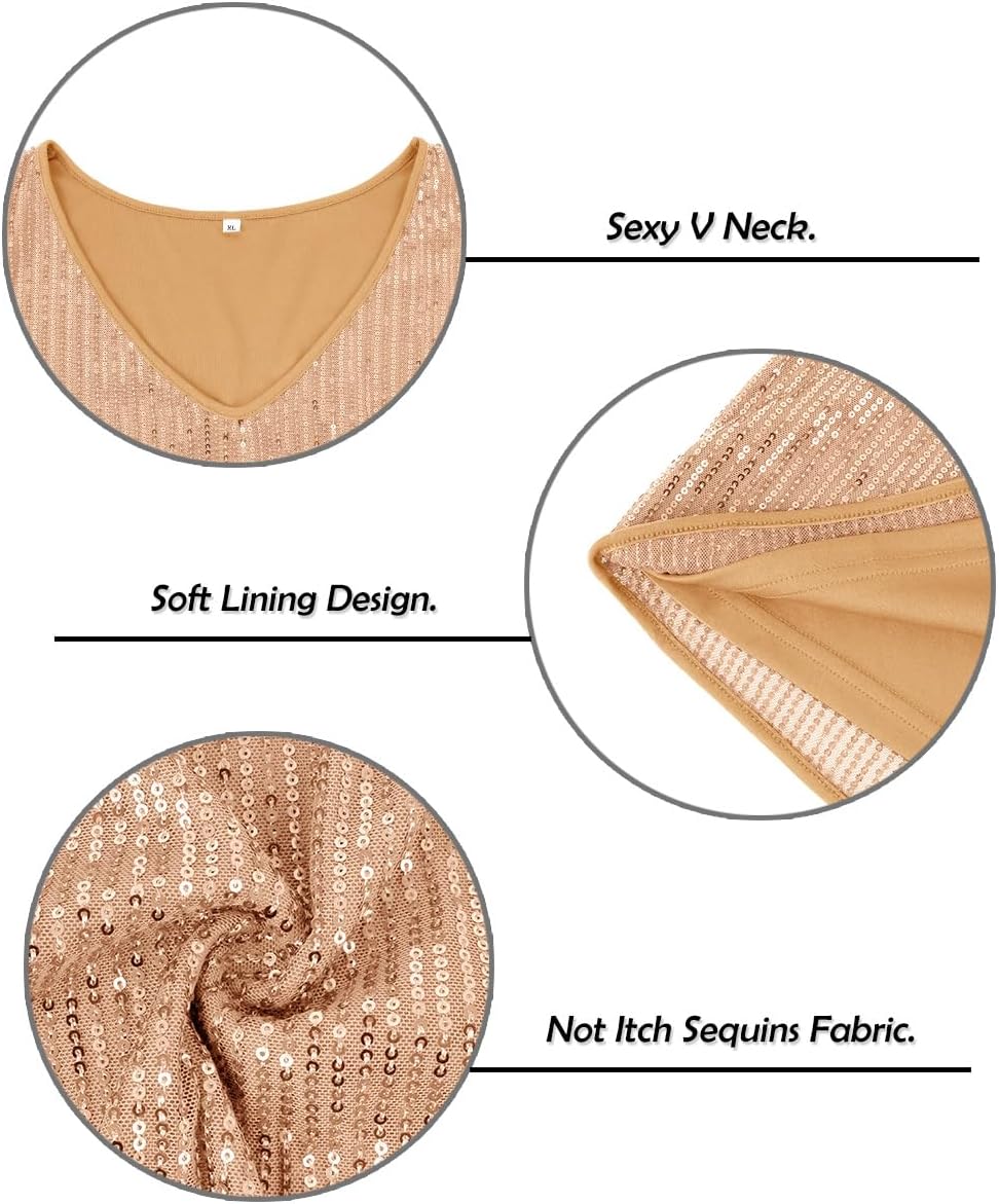 TIYOMI Plus Size Tops for Women Long Sleeve Sequins Party Tunic V Neck Casual Shirt Pleated Front Blouse Spring Winter XL-5XL - Image 5