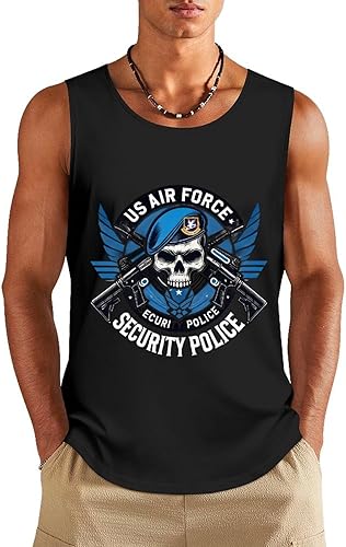 PNDLKEIR Camiseta sin mangas de algodón para hombre, para gimnasio, Fuerza Aérea de los Estados Unidos, de la USAF, para entrenamiento,