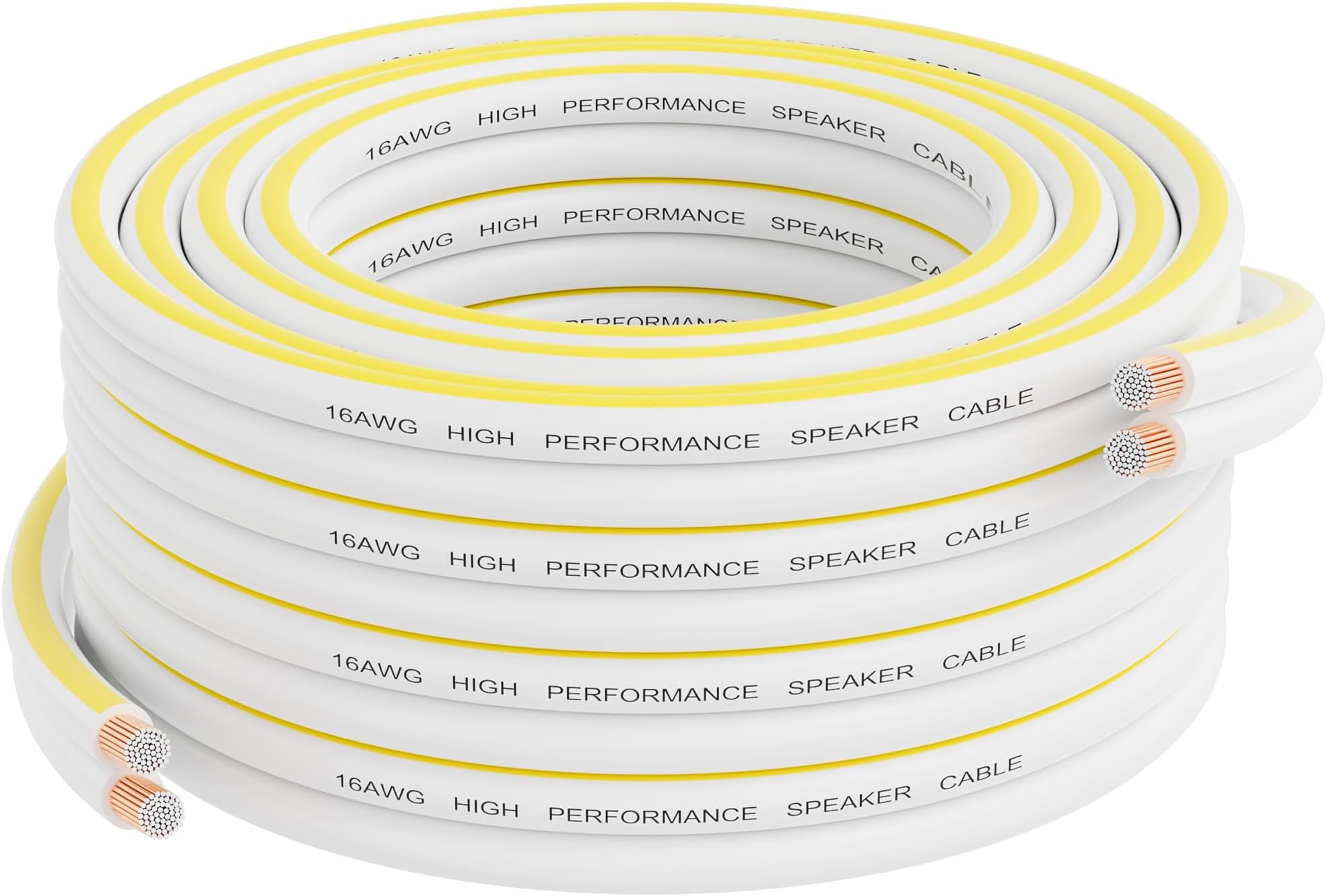 16AWG Speaker Wire 25 FT, 16/2 Gauge Audio Speaker Wire, for Car Speakers Stereo, Home Theater, Automotive Wire, White Jacket with Yellow Polarity Marker, CCA, 2 Conductors Electrical Wire