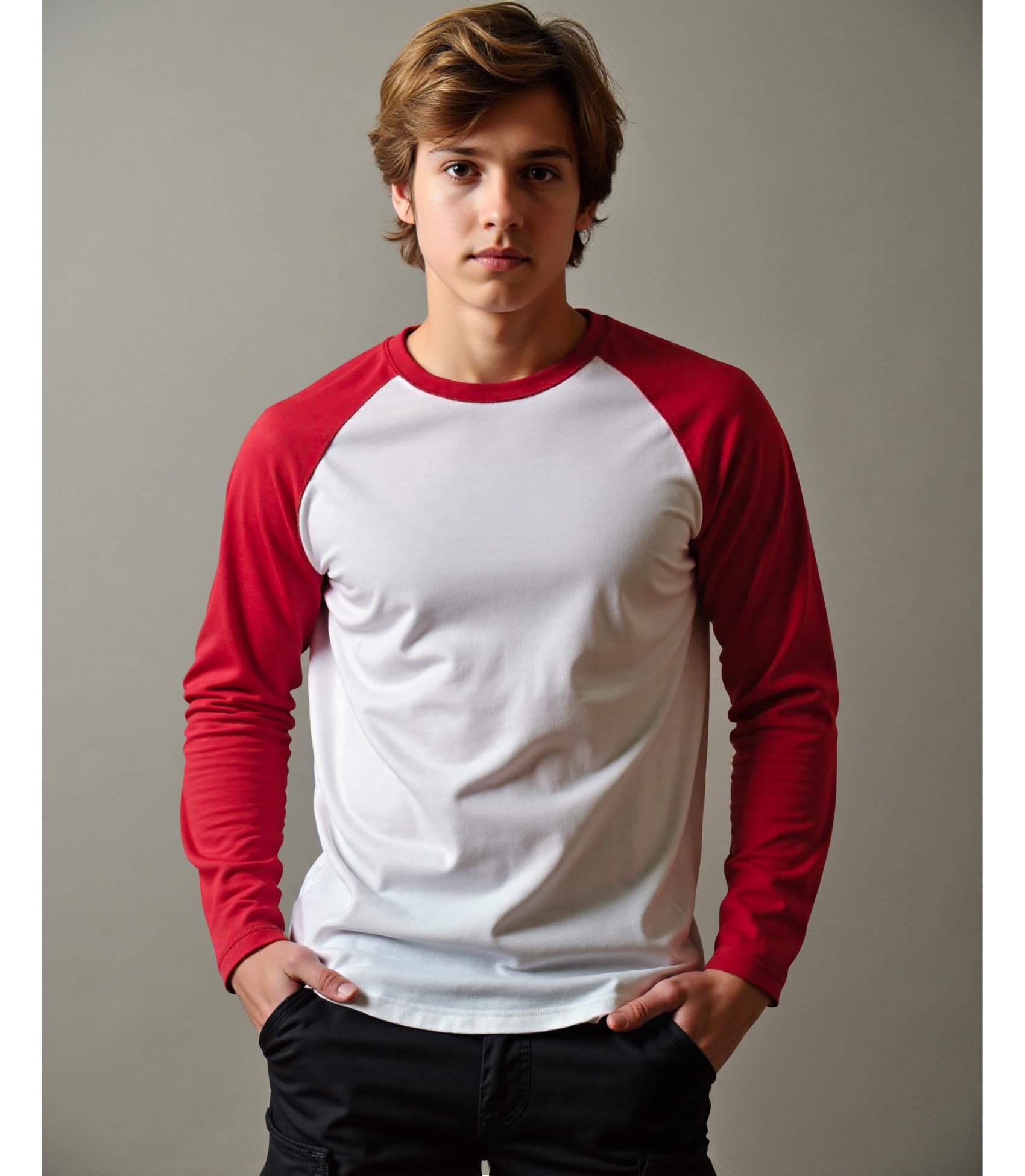 Silenroar - playera de manga larga para niños, mezcla de algodón, cuello redondo, playera de béisbol raglán