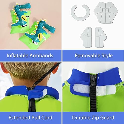 Miniatura 2 de Gogokids Traje de baño flotante para niños y niñas, traje de baño de una pieza para entrenamiento de natación