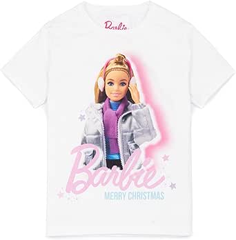 Barbie Maglietta Da Donna Buon Natale – Bianca Con Grafica Festiva | Cotone 100% Con Girocollo