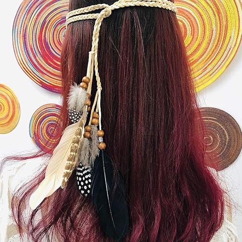 Miniatura 5 de A & C pluma de pavo de la princesa Indiana para niña, diadema y tocado de moda para mujer