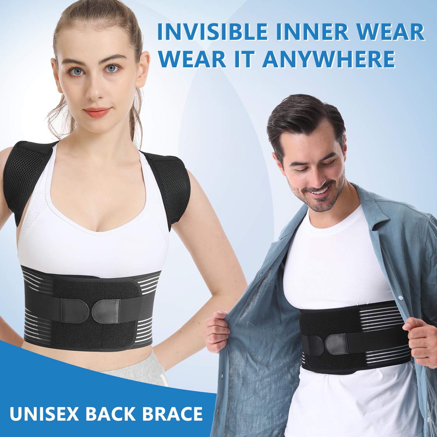 Back Brace Posture Corrector for Women & Men, Shoulder Straightener， Improve Posture Lumbar， Adjustable Full Back Support， Hunchback Correction, Upper and Lower Back Pain Relief, Scoliosis, Spine Corrector (X-Large)
