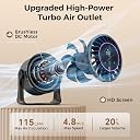 MERTTURM Portable Turbo Desktop Fan, 11H Cooling USB Rechargeable Silent Powerful Table Fan with LED Display/360°Adjustable, Electric Quiet Small Cordless Fan for Office/Home/Bedroom/Kitchen/Travel gallery image