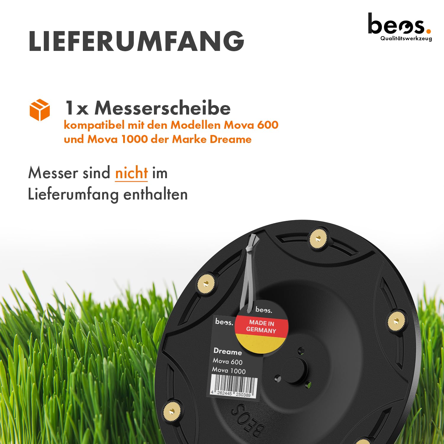 BEOS Premium Mähroboter Tuning - Für Dreame Mova, LiDAX & ViAX - Messerteller für 6X Klingen - glasfaserverstärkte Messerscheibe - Ø 170 mm - Made in Germany