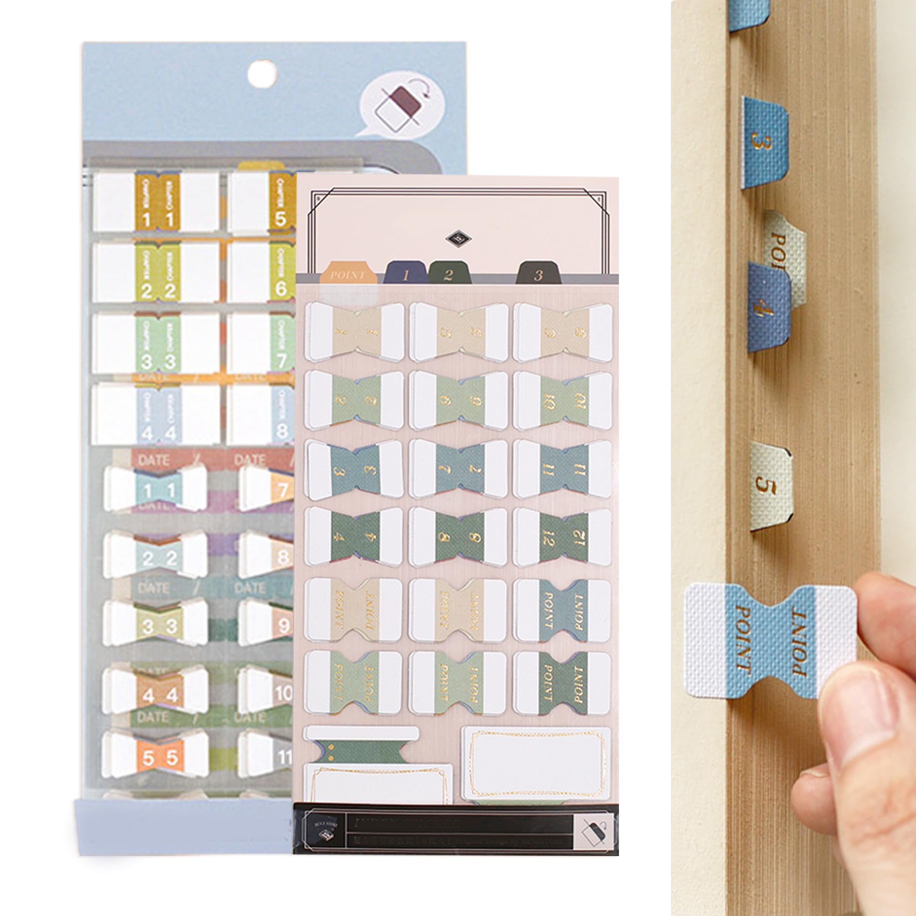 MSLSOZ Thickened Index Stickers - 275 PCS Writable Double Sided Page Markers, Assorted Colors Label Annotation Tabs with Gold Foil, Tape Flags for Labeling Classifying Planning