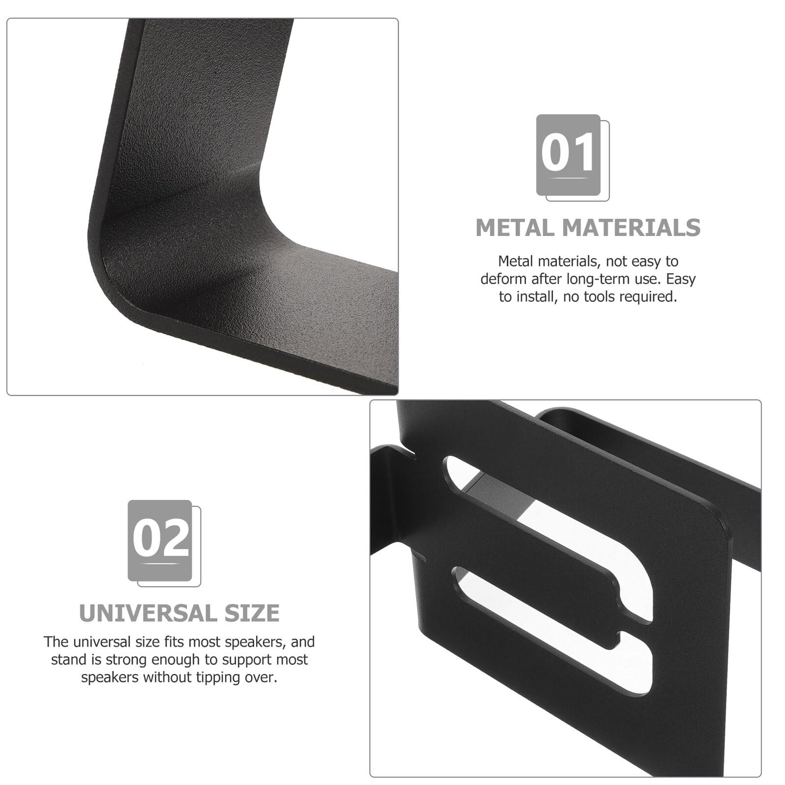 Mipcase Supporto Altoparlante da Tavolo in Metallo per Diffusori Acustici, Nero, 18.5X13X12.5 CM, Design Multiuso Fissaggio Stabile e Strumenti