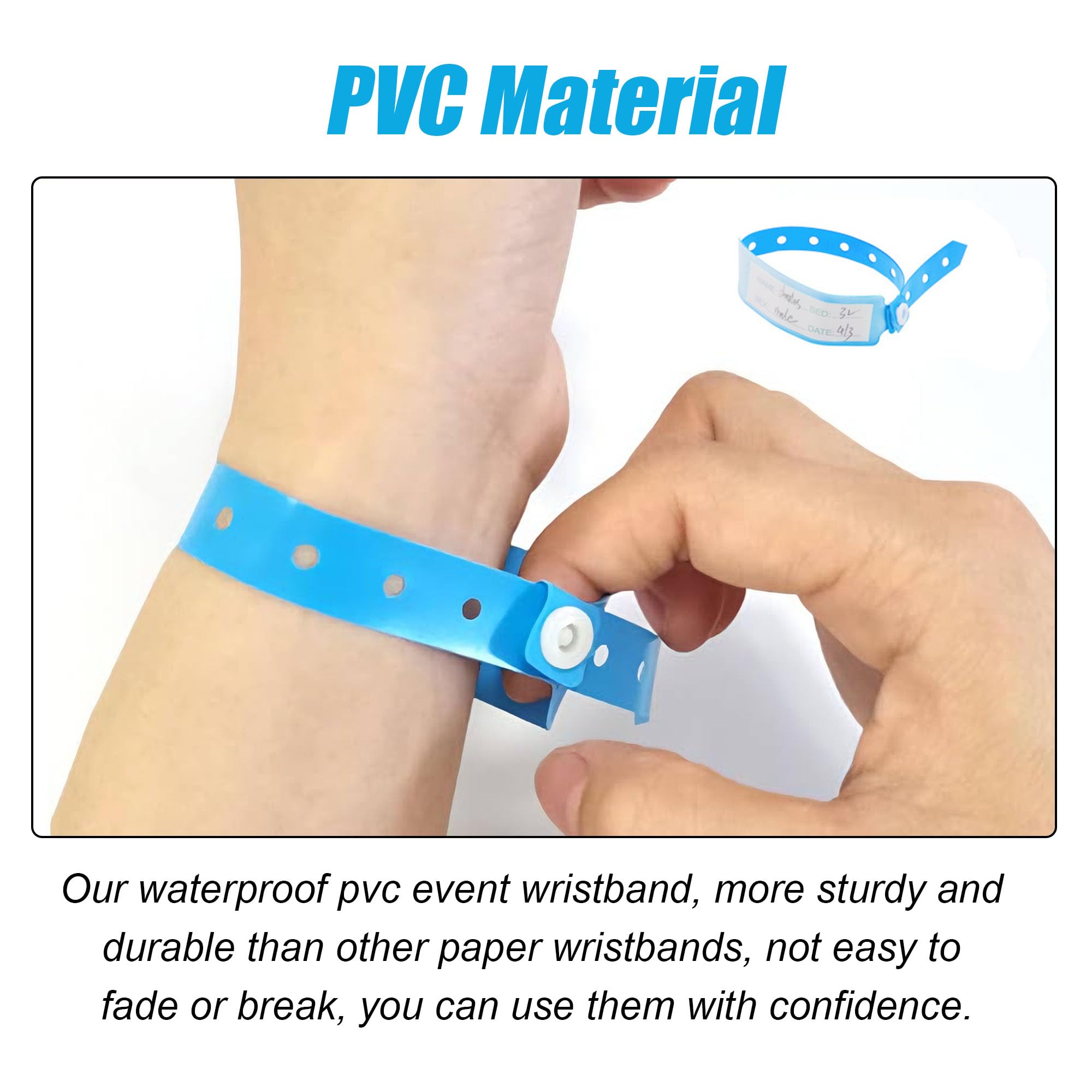 XCSJ PVC ID Bracelets, Waterproof, ID Bracelet for Adults and Teens, Entrance Wristbands, Hospital Identification Bracelet (6 Colours) - Image 3