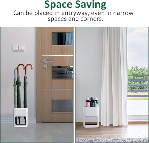 Miniatura 4 de DricRoda Paragüero, soporte para paraguas interior con bandeja de goteo extraíble, organizador independiente de entrada para bastón de paraguas, 4