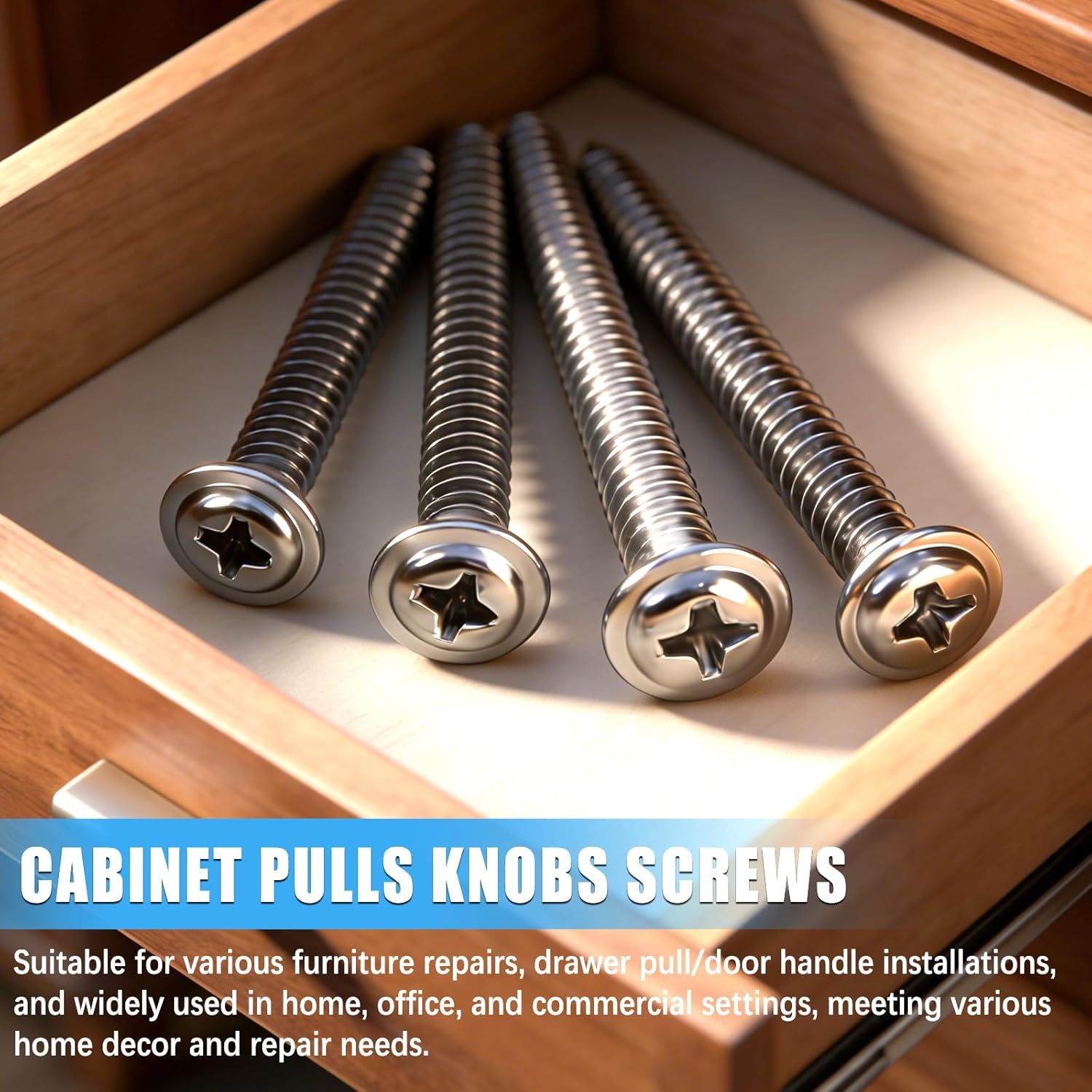 120PCS Cabinet Pulls Knobs Screws,M4 Machine Screws Assortment, M4×25/30/35/40/45/50mm Pan Washer Head Metal Phillips Screws Kit for Kitchen,Bathroom,Furniture Handles Install