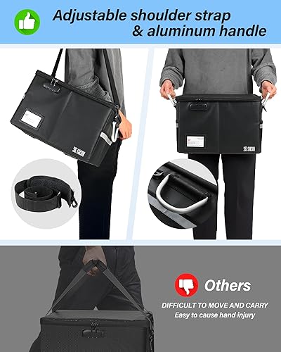 Miniatura 3 de Caja de documentos ignífuga, organizador de archivos para carpetas de archivos colgantes, caja de archivos portátil con asa, segura a prueba de