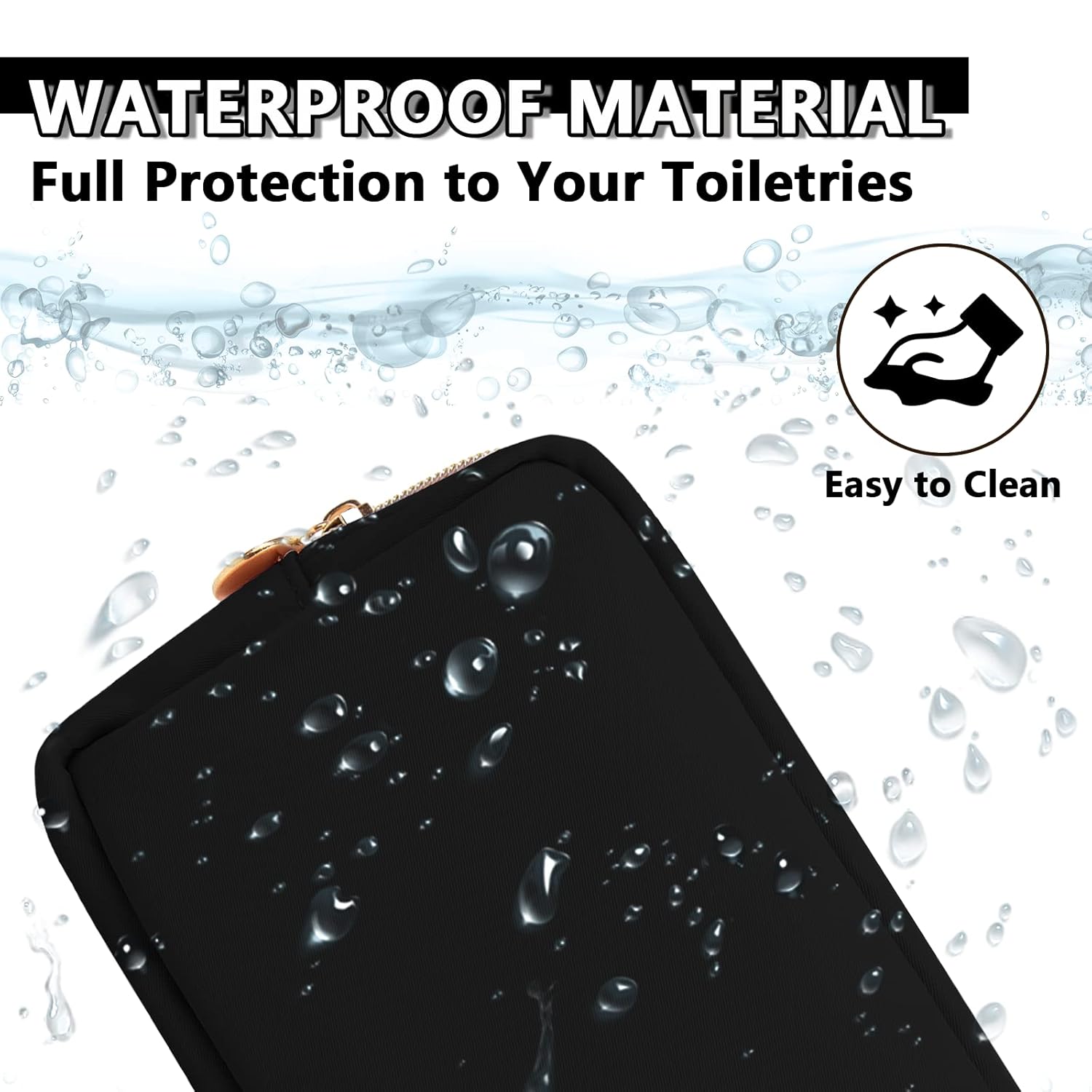 Waterproof Small Makeup Pouch for Purse,Nylon Travel Toiletry Storage Pouch Cute Preppy Cosmetic Bag for Women Girl,Waterproof Makeup Organizer Skincare Bag Purse with Zipper(Small-Black) - Image 4