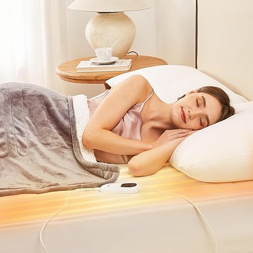 Miniatura 8 de Homemate Protector de colchón térmico tamaño matrimonial para personas que duermen con frío, 5 ajustes de calefacción, protector de colchón