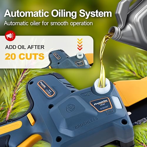 Miniatura 7 de Mini motosierra eléctrica de mano inalámbrica de 8 pulgadas, compatible con podadora de batería Makita de 18 V, engrasador automático para corte de