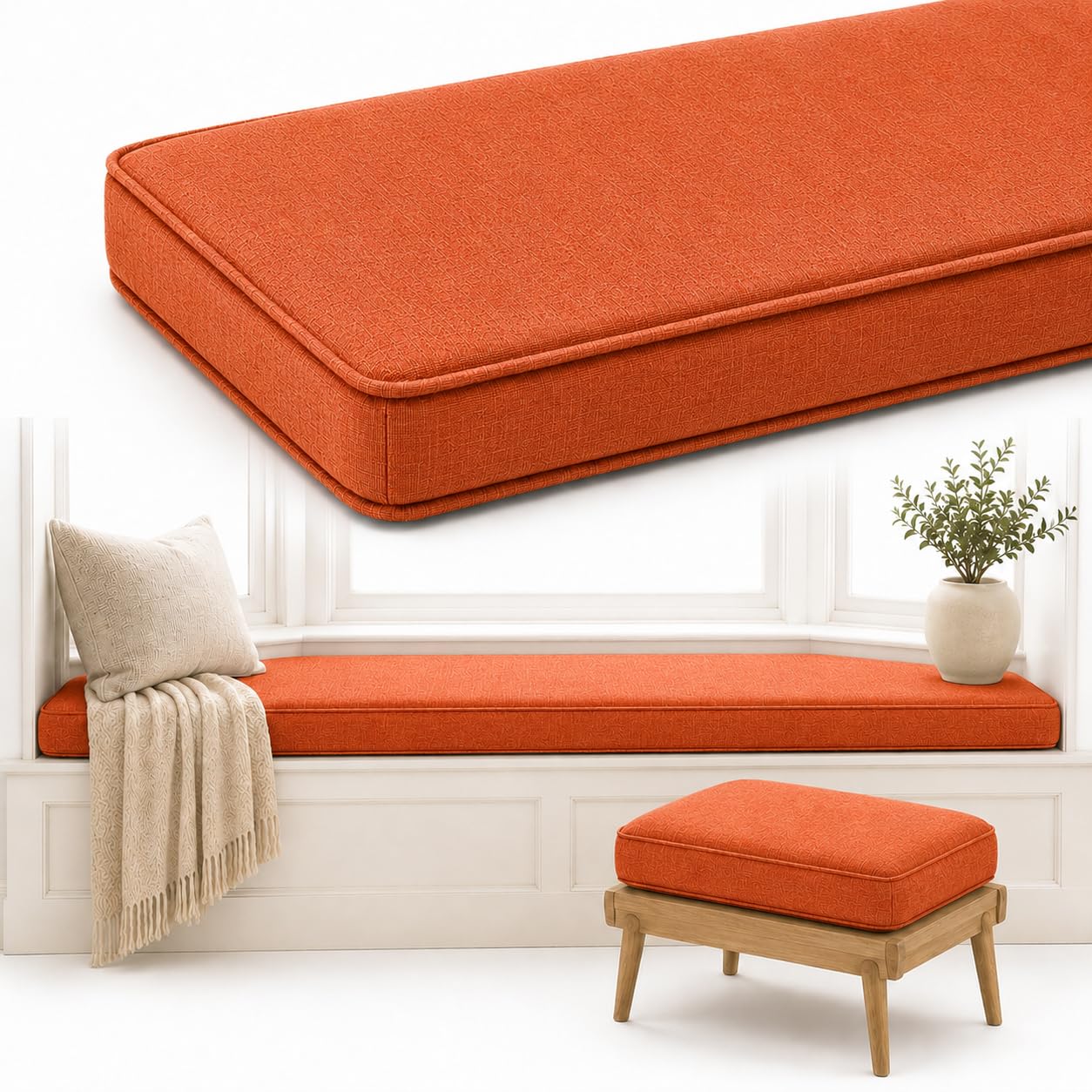 AZMAHT Window Seat Cushion, Non-Slip Indoor Bench Pad — image 1