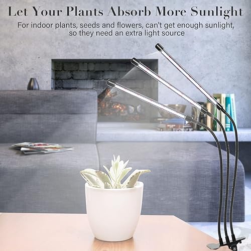 Miniatura 7 de iPower Luz LED de crecimiento con espectro completo para plantas de interior, cuello de cisne ajustable, 23 modos de luz y 510 niveles de