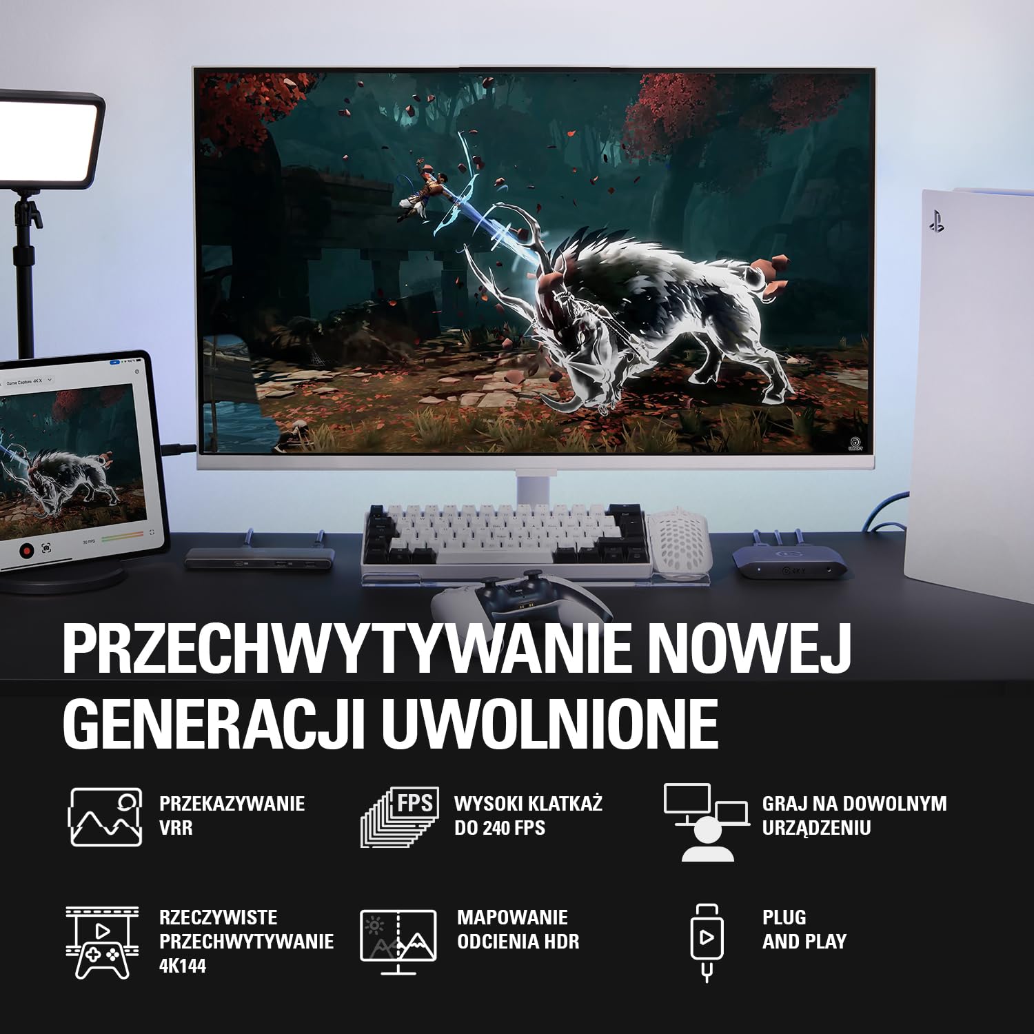 Elgato 4K X, karta przechwytująca do 4K144 | Ultraniska opóźnienie, PS5|Pro, Xbox Series X|S, Switch 2, OBS, HDMI 2.1, VRR, HDR10, USB 3.2, PC|Mac|iPad