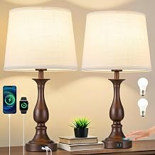 Touch Lamps for Nightstand Set of 2, Bedside Table Lamp USB C+A Ports