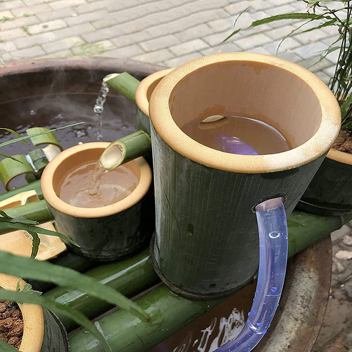 Fontana da Giardino, Fontana da Terrazza, Decorazioni in bambù per Interni/Esterni, Decorazioni per La Circolazione dell'Acqua Nell'Acquario, Ornamenti per Fontane da Gia(35CM)