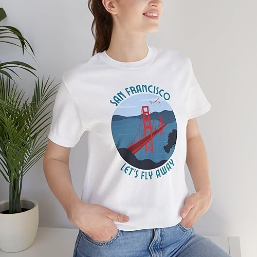 Miniatura 5 de San Francisco Retro Style T-Shirt, CA Travel Poster Look, Vintage Style Flying Shirt, Golden Gate Bridge Tshirt, Retro CA