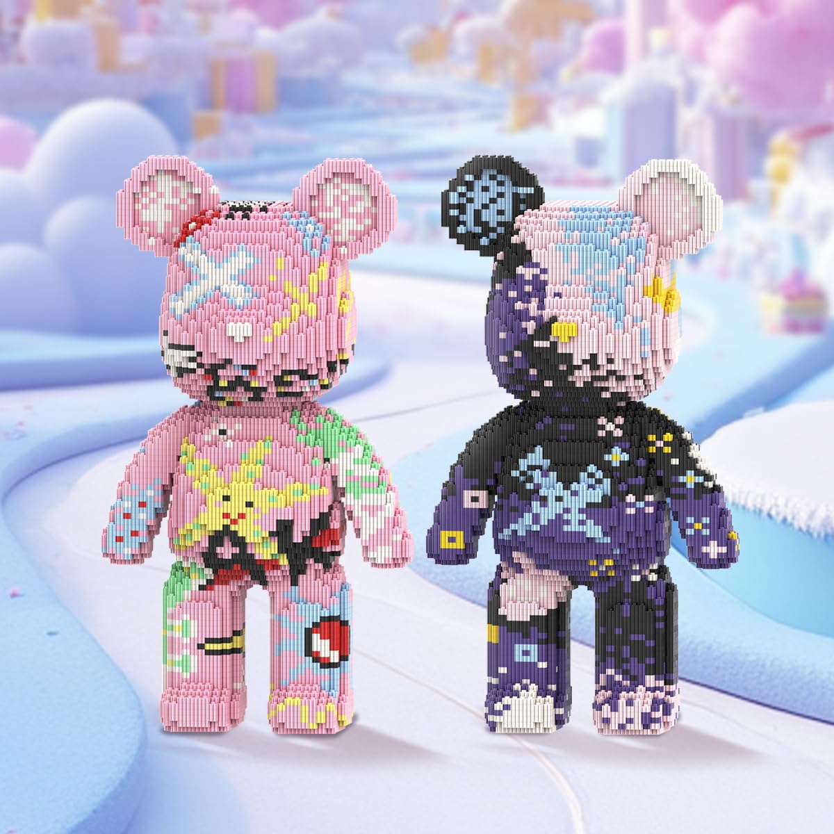 DAHONPA Animal Series Graffiti - Juego de bloques de construcción de ladrillos de oso morado, 5600 piezas, juego de micro ladrillos, modelo de decoración de regalo para niños y niñas